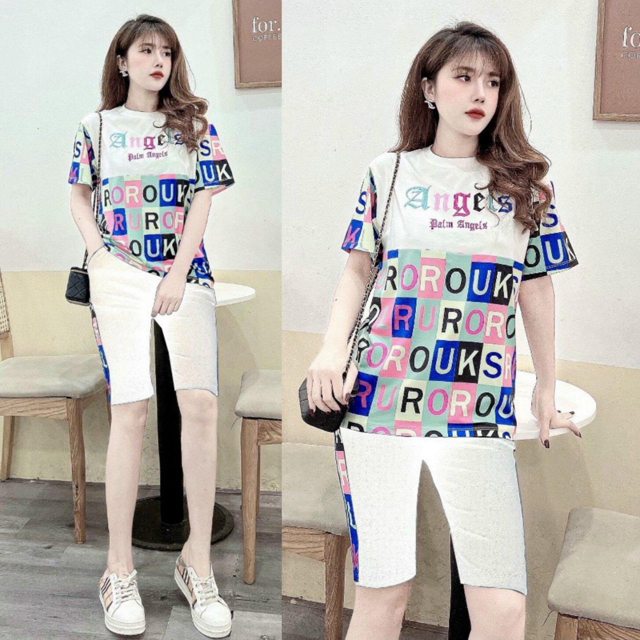 BỘ THỜI TRANG PHỐI HỌA TIẾT ANGEL THÊU SẮC MÀU - BTN405